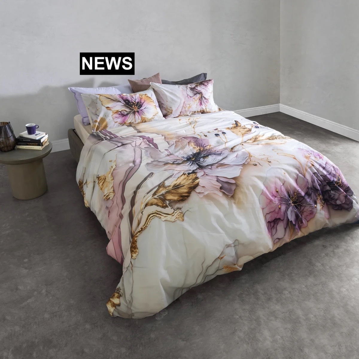 Parure Copripiumino Matrimoniale 100% Cotone - Made In Italy, Design Flower Mon Amour (Orchidee Blu), 250x200 Cm + 2 Federe - Foto 10