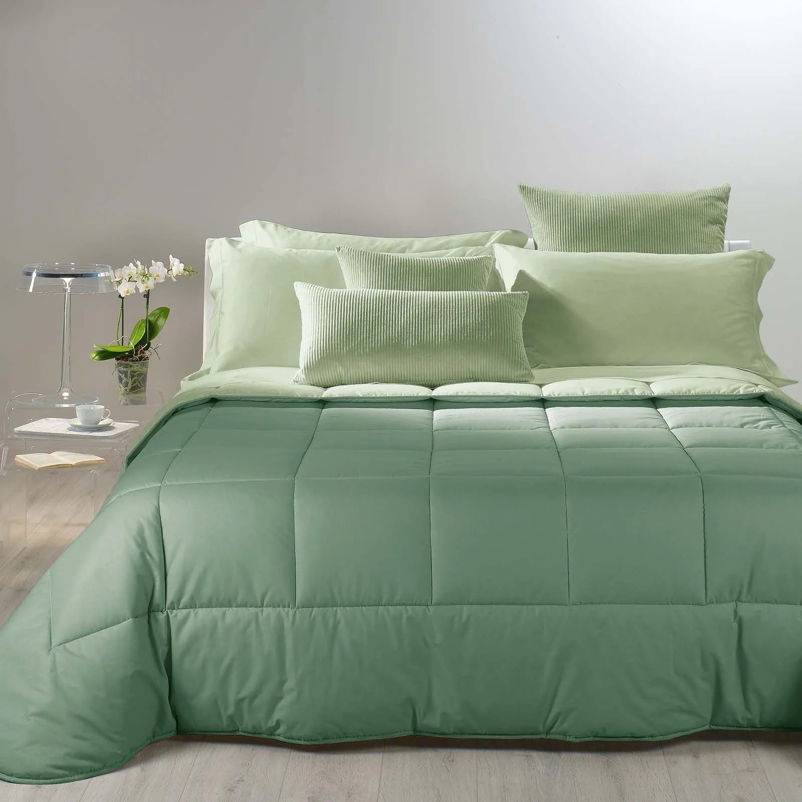 ZWEIFARBIGE DOPPEL-Steppdecke aus reiner Baumwolle – Caleffi – GIADA
