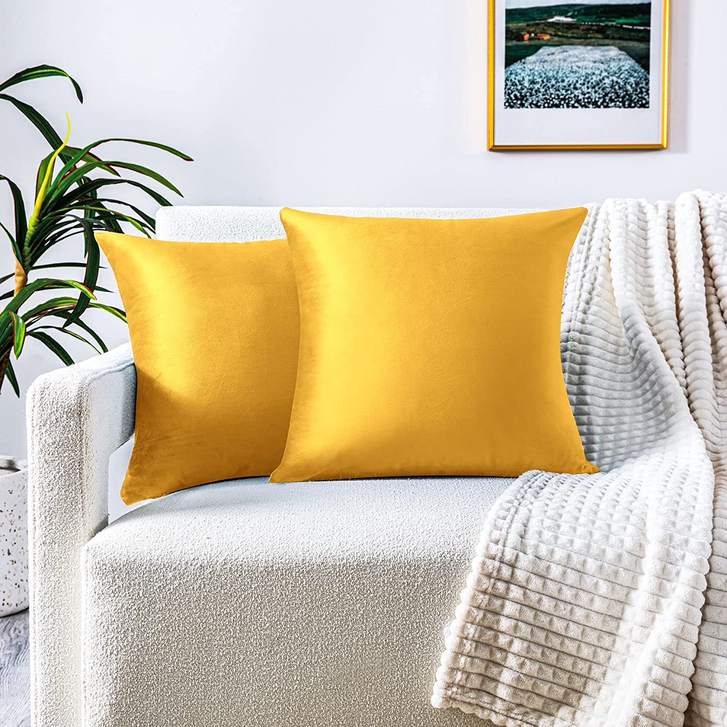Coussins de Décoration Bombè - Jaune - Couleur Unique
