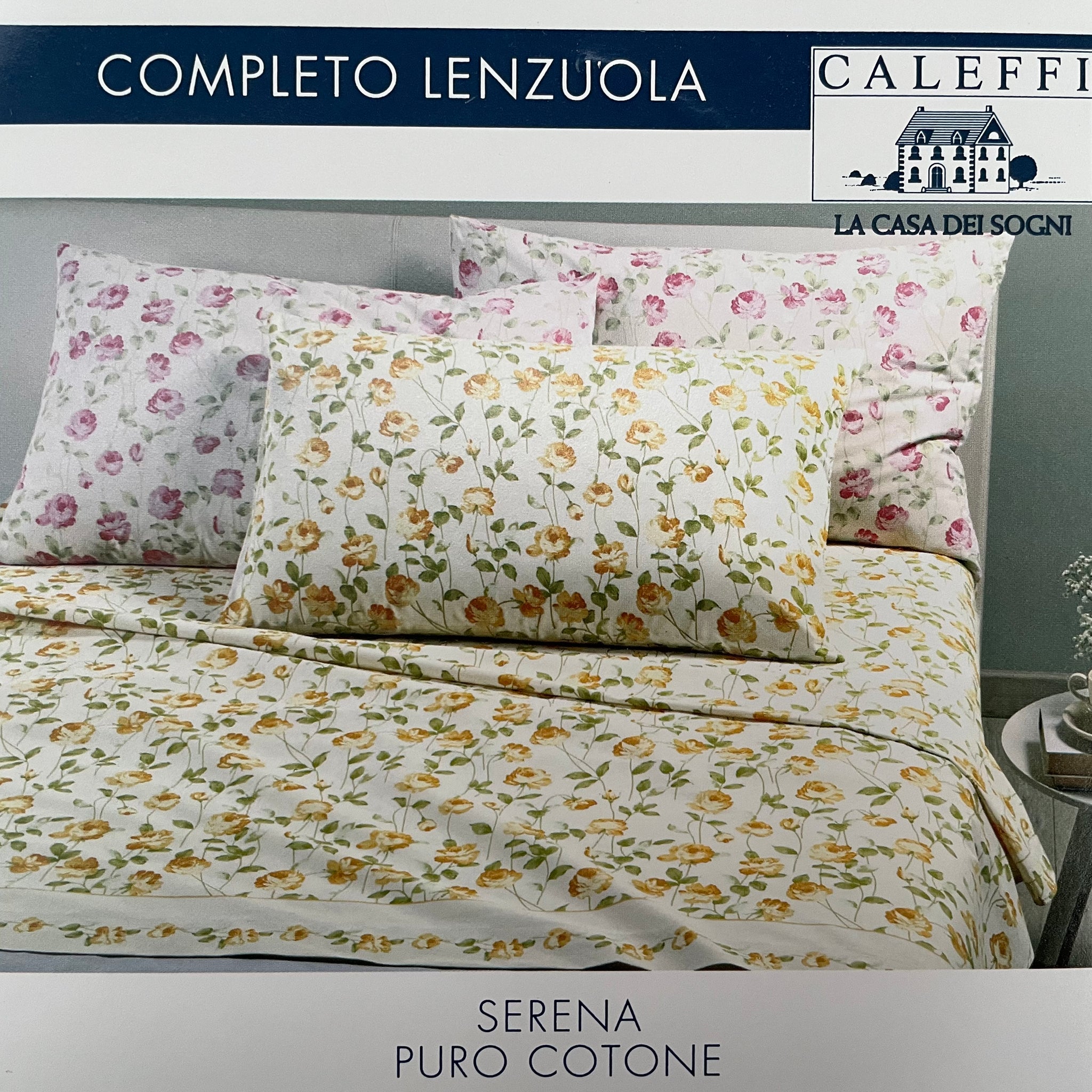 Serena Caleffi Bettlaken-Set – Gold und Koralle