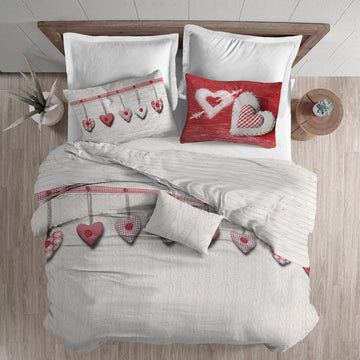 Copripiumino Cuori Appesi -  ROSSO Singolo