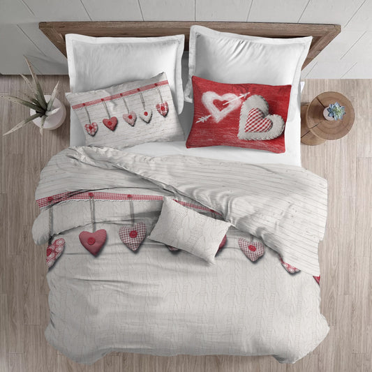 Copripiumino Cuori Appesi -  ROSSO Singolo